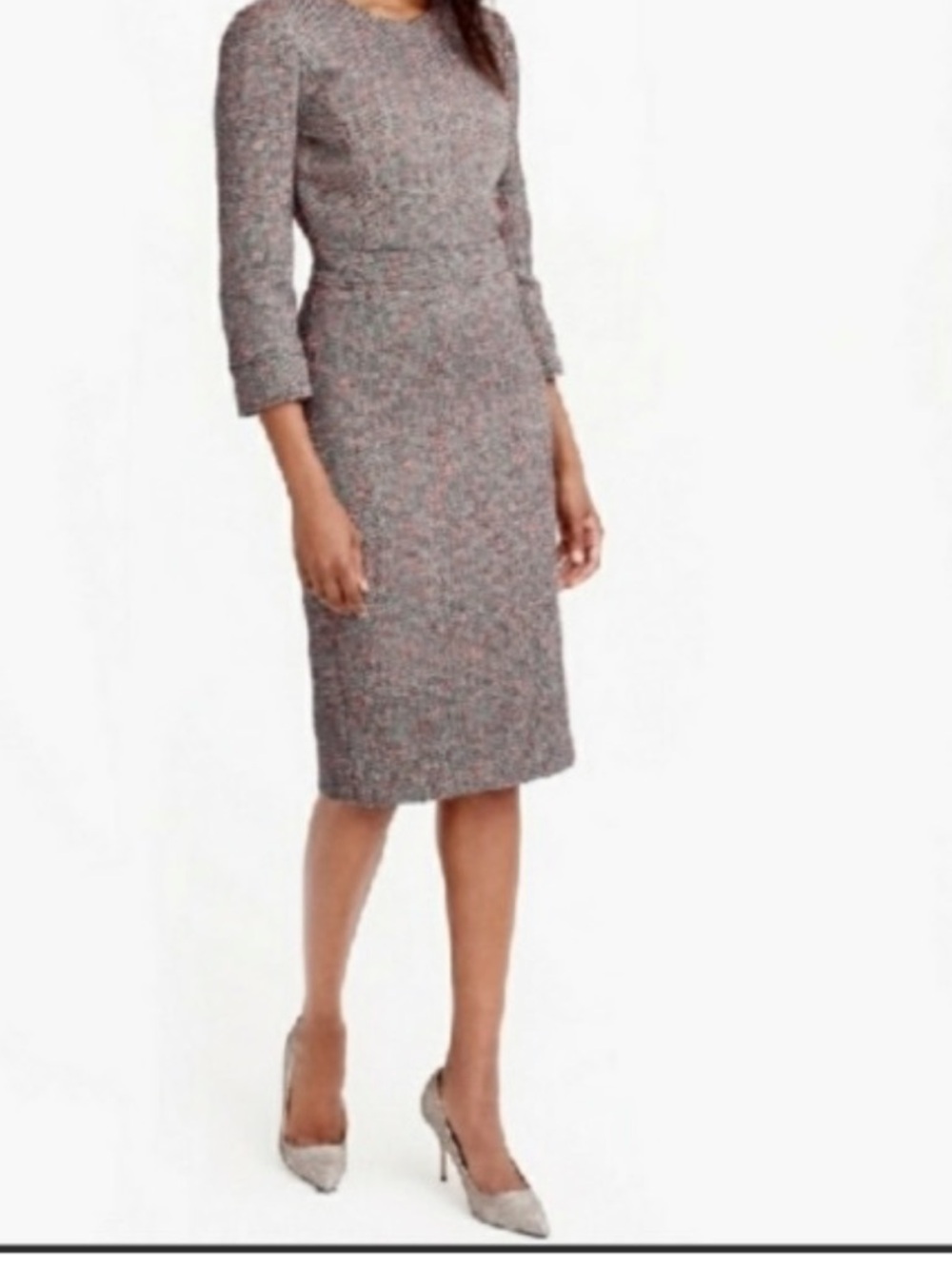 J.Crew E4375 Tweed Gray and white Career Dress